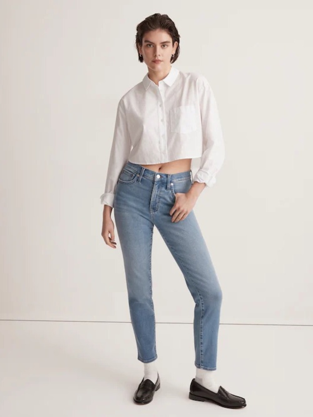 Madewell Mid Rise Stovepipe Jeans Size 30 Lightw Wash Straight Leg Magic Pockets